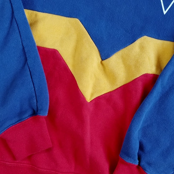 Vintage 90s NCAA Descente SPORTS. BE IN IT! FUNKY COLOUR BLOCK Crewneck Sweater