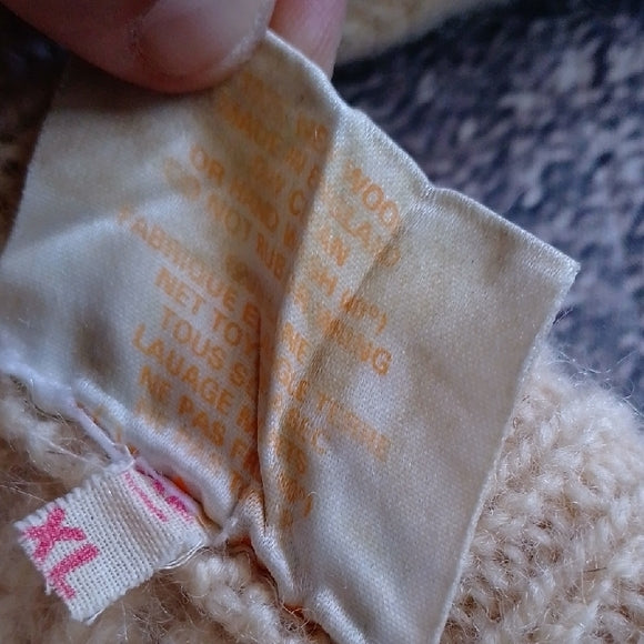 VINTAGE 80s Wool Cozy Cream Sweater with Elbow Pads