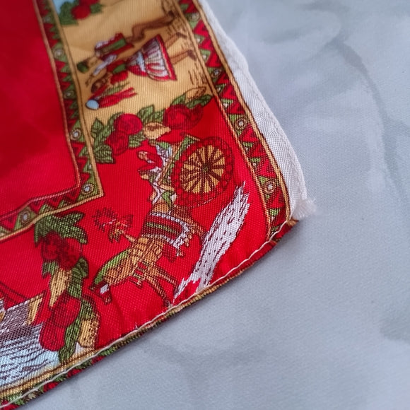 Vintage Italy Landmarks Silk Scarf Red Italian Cities Souvenir Scarf Palermo