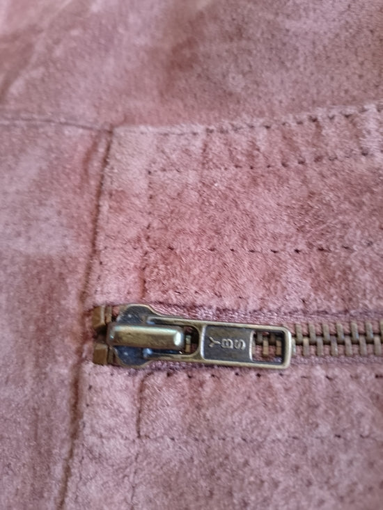 Women’s Suede Zip-Front Jacket - Rose Brown CLEO