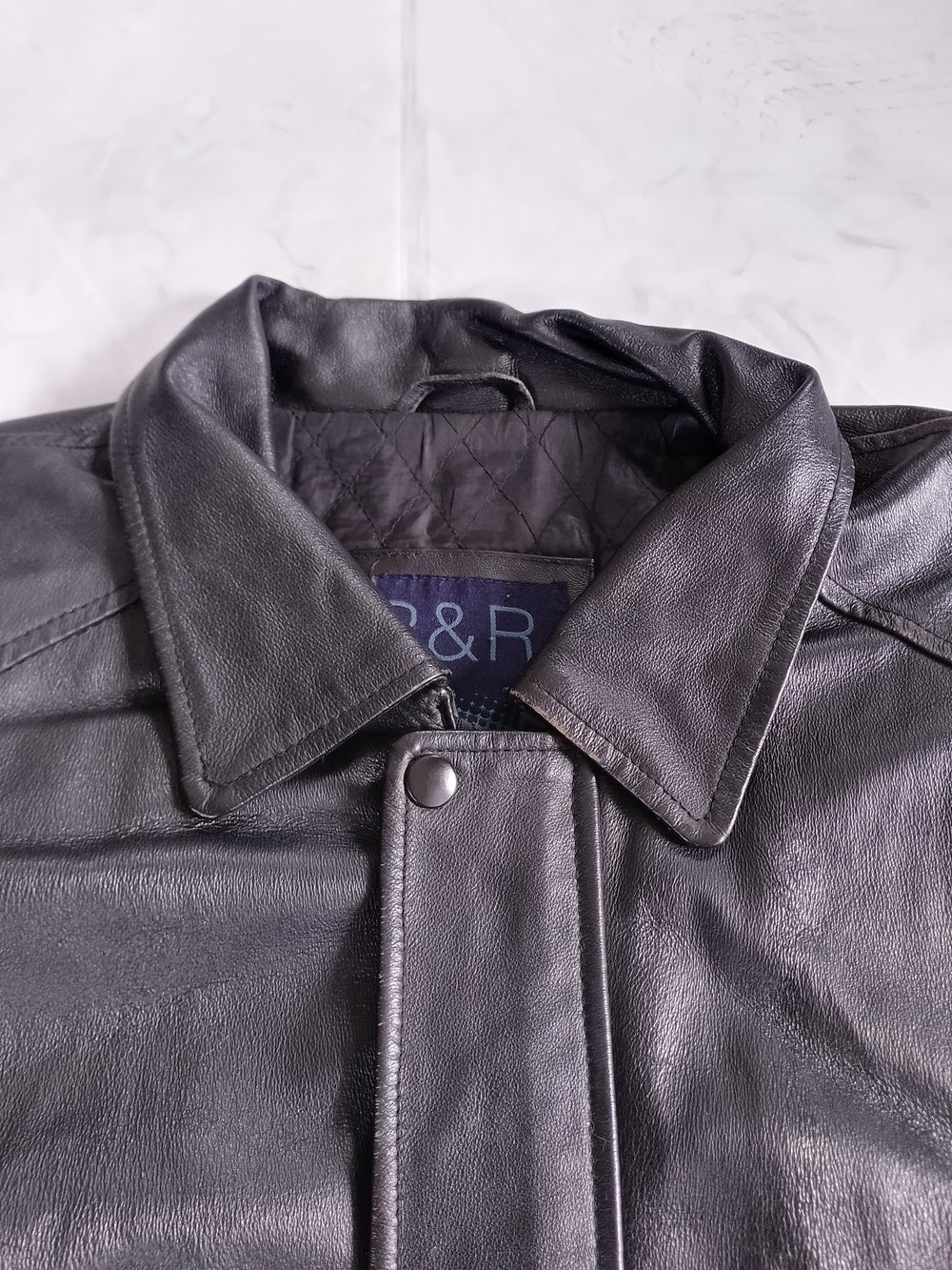 Vintage 90s Black Leather Bomber Jacket R&R UNISEX
