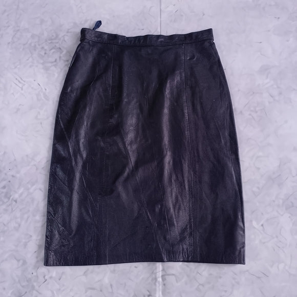 Vintage 90s PARIS SPORT CLUB Black Leather Skirt