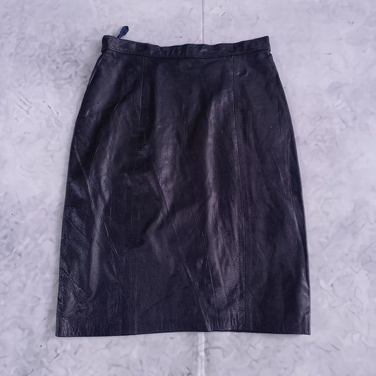 Vintage 90s PARIS SPORT CLUB Black Leather Skirt