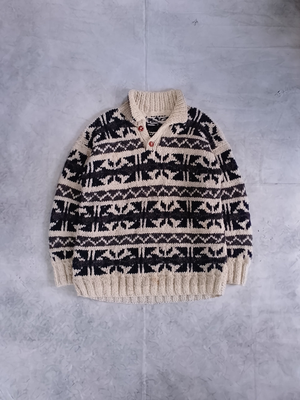 Vintage Artesanias Ishka Handmade Wool Sweater Cardigan