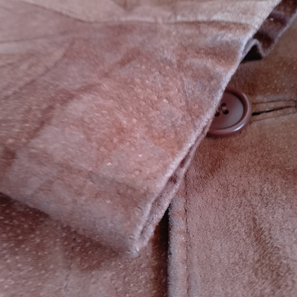 BRITCHES Men's Leather Suede Button-Front Jacket in Rust