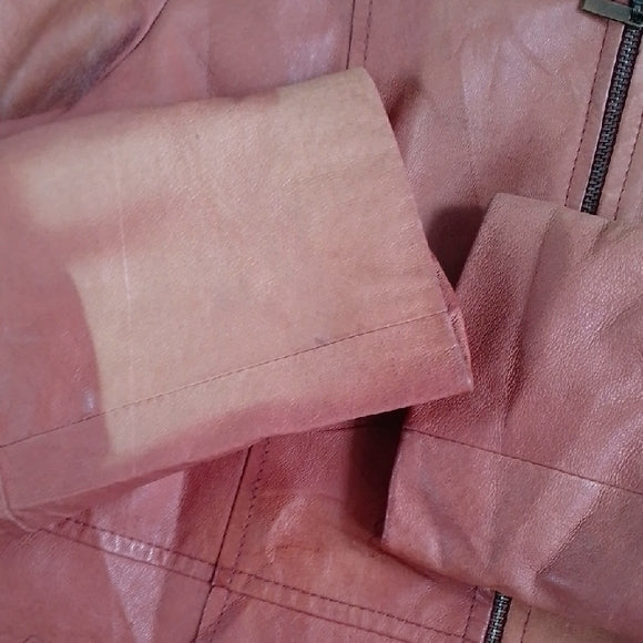 Vintage 90s Faux Fur Trim Leather Jacket