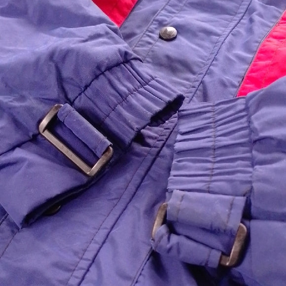 Vintage 90s COULOUR Colourblock SKI Jacket in Red and Blue UNISEX