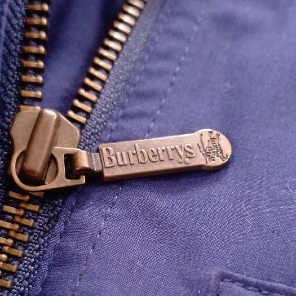 Vintage BURBERRY'S Navy Blue Jacket with Red Lining Embroidered UNISEX MAC COAT