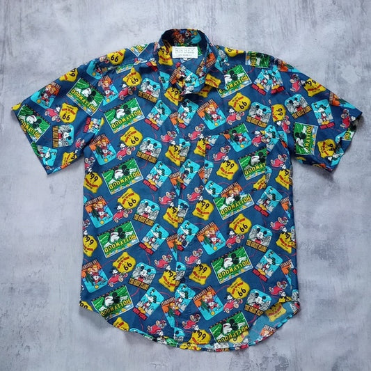 Vintage 90s Mickey Mouse Silk Button-Up Shirt Bisbee