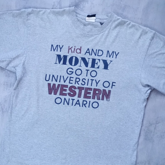 Vintage 90s My Kid And My Money Go To Western Ontario T-Shirt