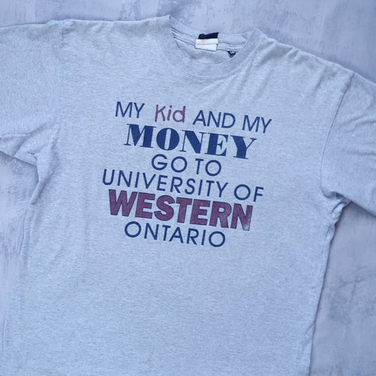 Vintage 90s My Kid And My Money Go To Western Ontario T-Shirt