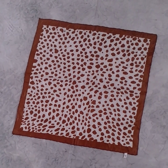 Vintage Brown & White Leopard Print Silk Neckerchief – 20” Square Animal Print S