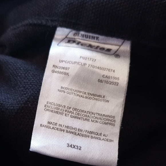 DICKIES DOUBLE KNEE CARGO POCKET WIDE BAGGY DENIM BLACK JEANS
