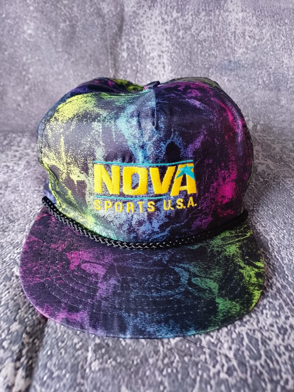 Vintage 90s NOVA SPORTS USA Tie-Dye Snapback