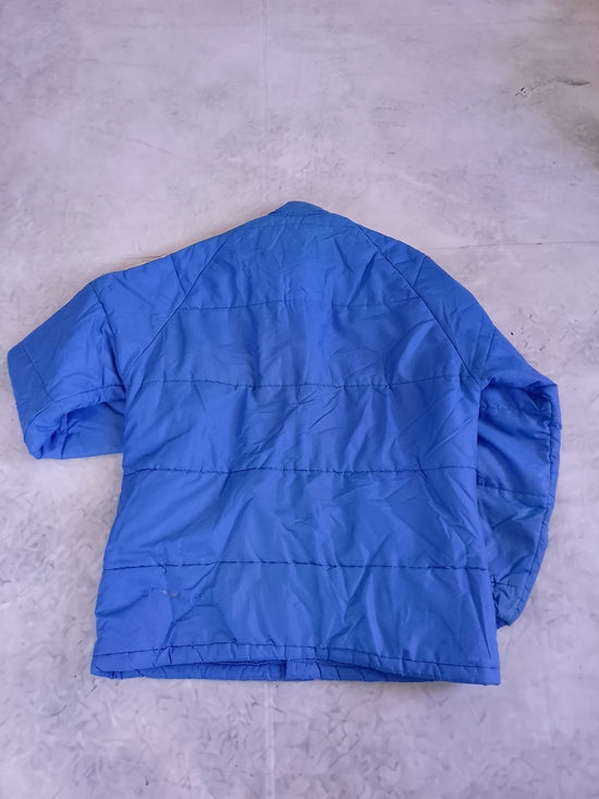 Vintage 70s Mens Large Michelin Man Tires Striped Full Zip Puffer Jacket USA