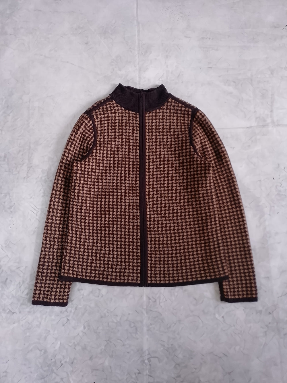 Pendleton Houndstooth Zip Up Jacket Wool