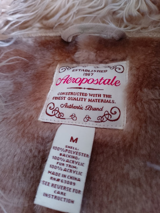 Y2K Areopostal Women’s Faux Shearling Collar Jacket in Blush