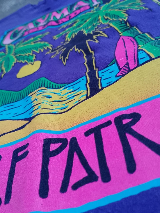 Vintage 90s Cayman Islands Surf Patrol Graphic Tee - Purple Single Stitch