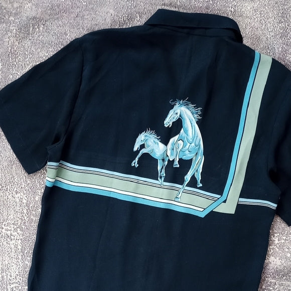 Men's Black Shirt with Blue Accents