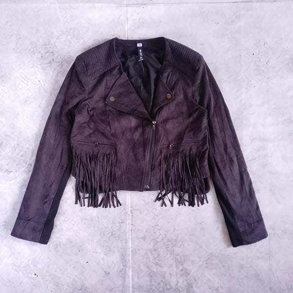Fringe Suede Moto Jacket - Dark Brown DESIGN LAB LORD & TAYLOR