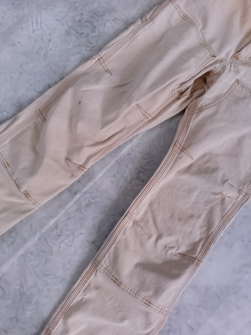 Carhartt Light Beige Utility Work Pants Relaxed Fit DISTRESSED