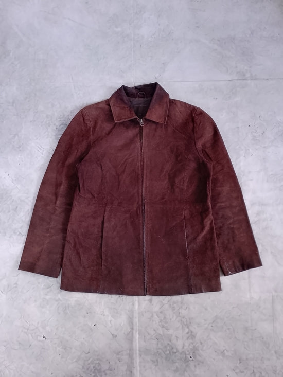 Vintage DULONG Suede Zip-Front Jacket - Brown