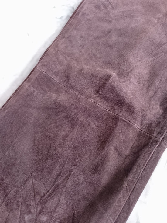 Y2K EXCHANGE Brown Suede Wide-Leg Pants