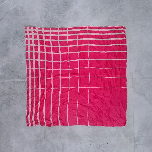 Vintage Style British Silk Handkerchief Scarf Red White Grid Pattern 26”