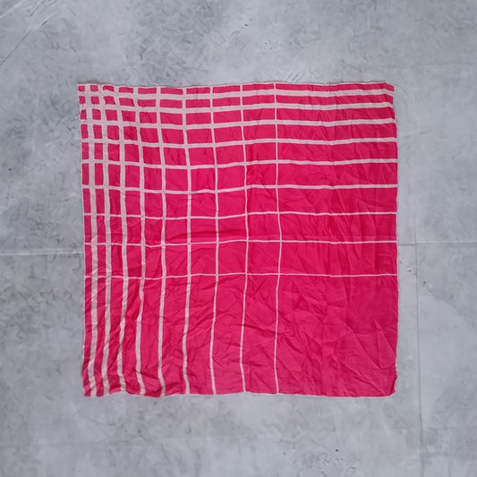 Vintage Style British Silk Handkerchief Scarf Red White Grid Pattern 26”