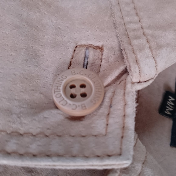 BC Clothing Cream Suede Button-Front Jacket