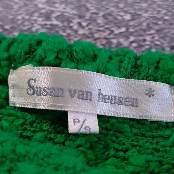 VINTAGE 90s Big Fluffy Wide Arms Green and Black Striped Sweater