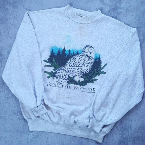 VINTAGE 1995 Owl Feel The Nature Crewneck Sweater