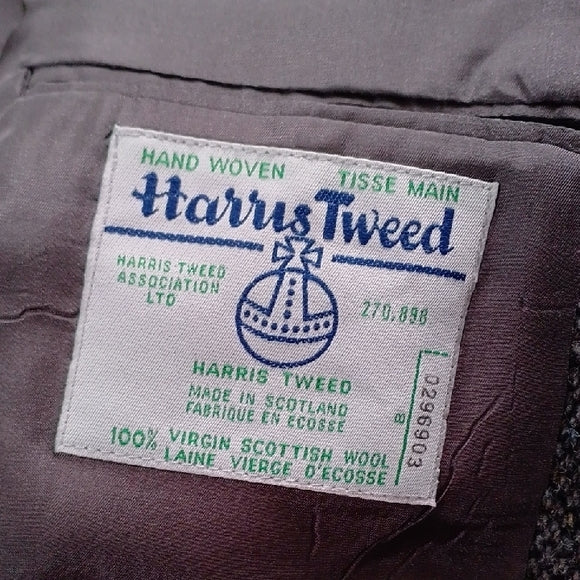 VINTAGE 80s HARRIS TWEED HANDWOVEN WOOL BLAZER 0296903