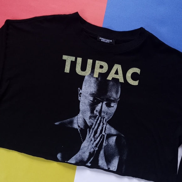 TUPAC Makaveli Praying Hands Graphic Crop Top Shirt
