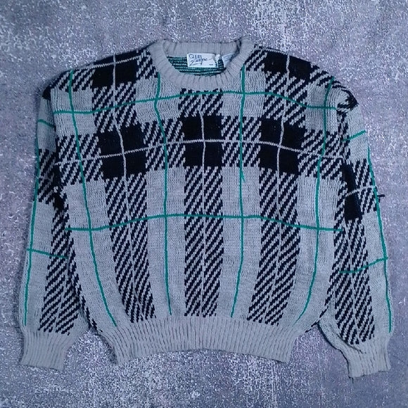 Vintage 80s Uncle Phil Ugly Grandpa Sweater PLAID Club Europe