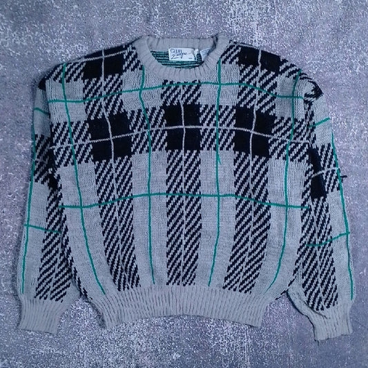 Vintage 80s Uncle Phil Ugly Grandpa Sweater PLAID Club Europe