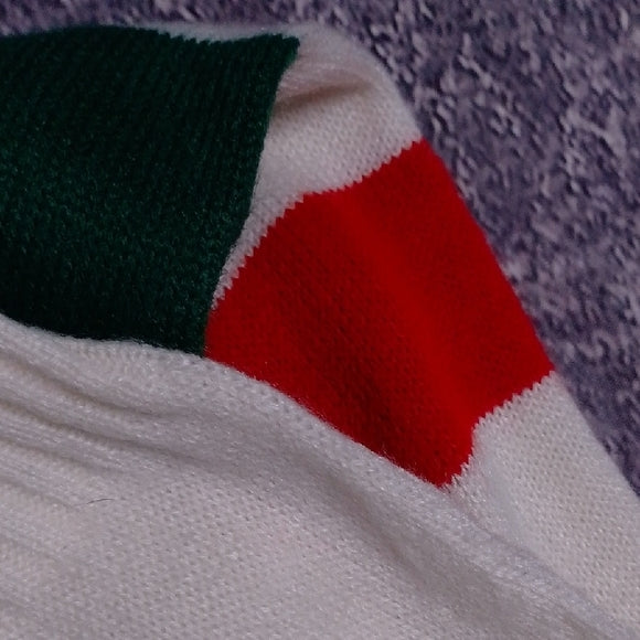 Vintage 80s Seaworth Knitwear Green and White Zip-Up Sweater