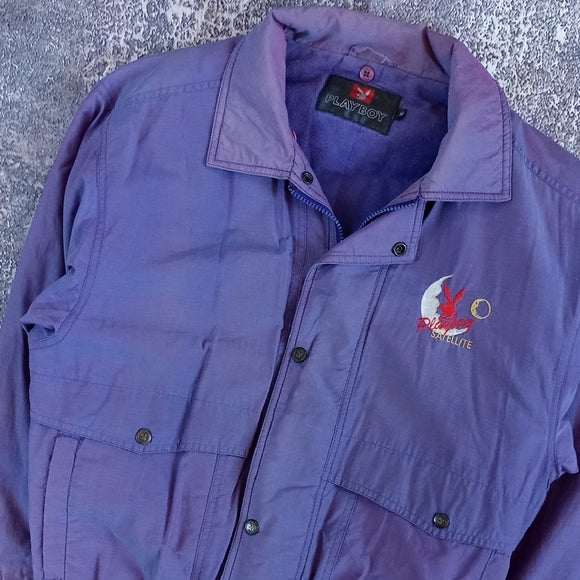 🔥 RARE Vintage 1980s PLAYBOY SATELLITE Jacket – Embroidered Logo – Medium 🔥