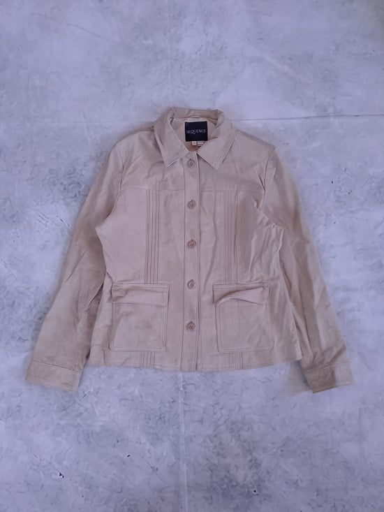 Vintage Beige Suede Button-Front Jacket SEQUENCE