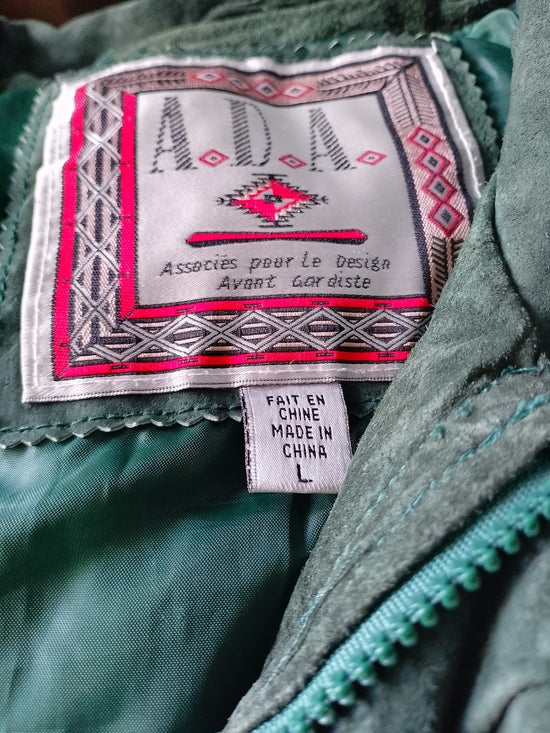 Vintage 90s Men's Suede Field Jacket - Forest Green
