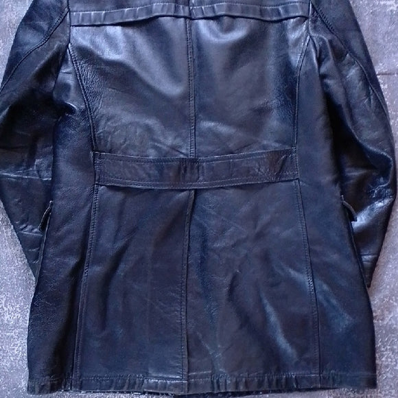 VINTAGE ELITE SPORTSWEAR Black Leather Men's Coat