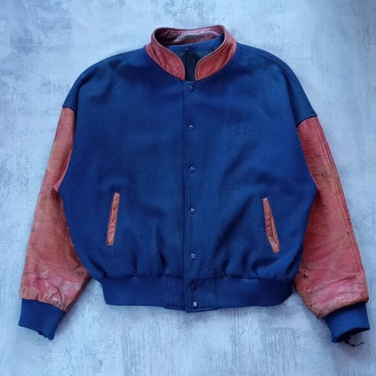 Vintage 90s KGFC Varity Essential Wool/Leather Jacket