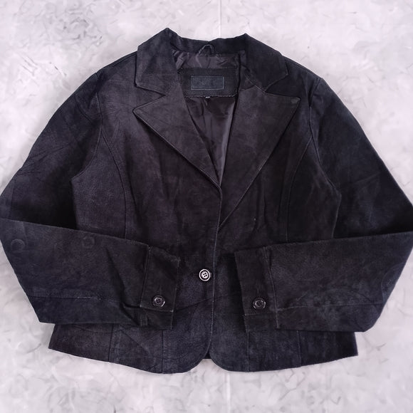 SUZY SHIER Women's Black Suede Blazer Jacket
