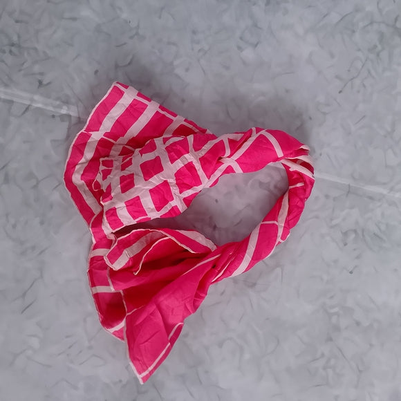 Vintage Style British Silk Handkerchief Scarf Red White Grid Pattern 26”