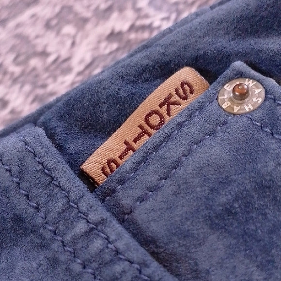 Vintage 90s SKOTTS SUEDE Vibrant BLUE LEATHER Pants WASHABLE