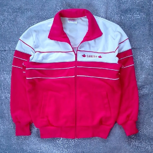 VINTAGE '90s Foot Locker Red and White Canada Track Jacket