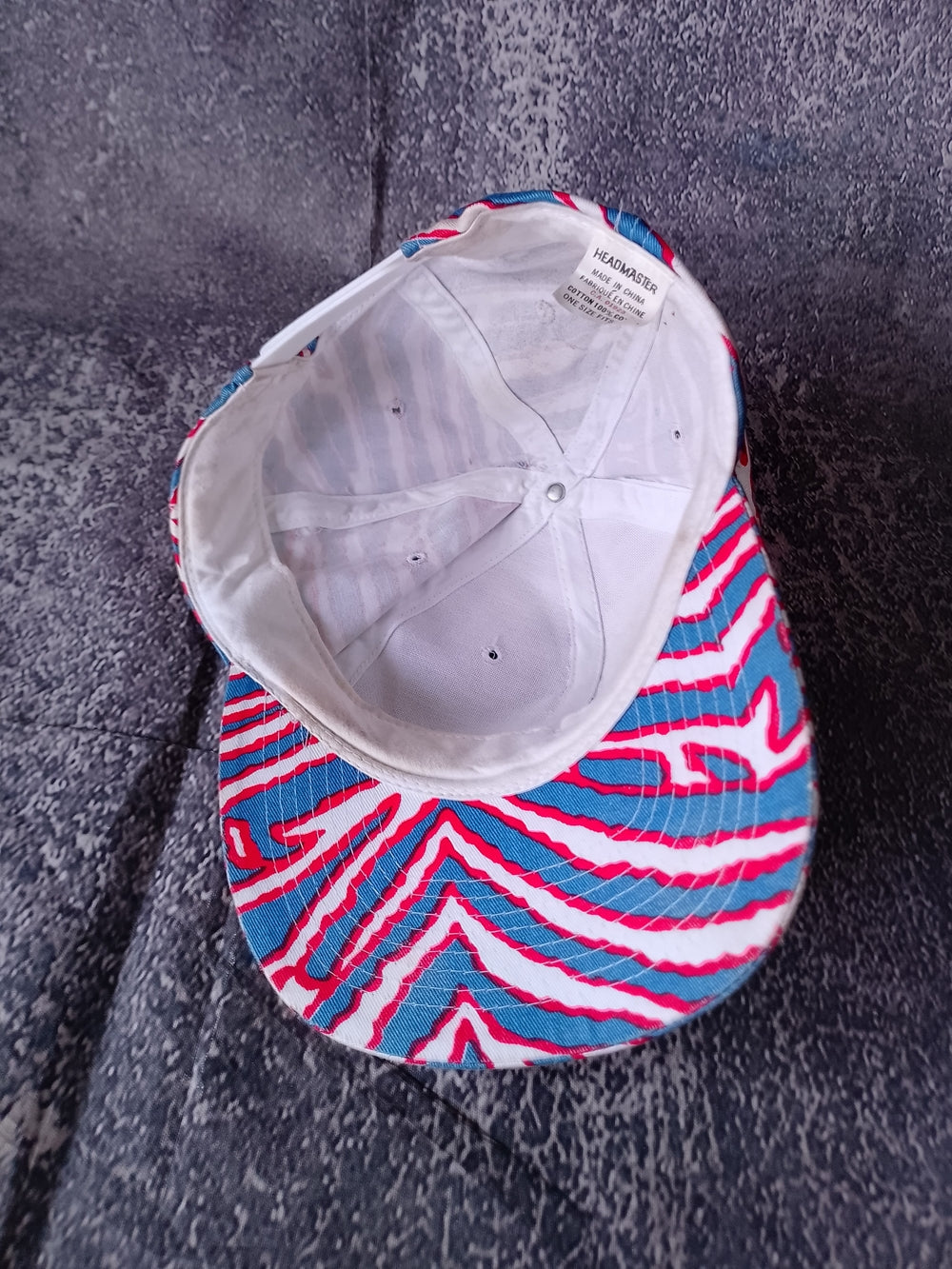 Vintage RED/Blue Zebra Print snap-back Hat