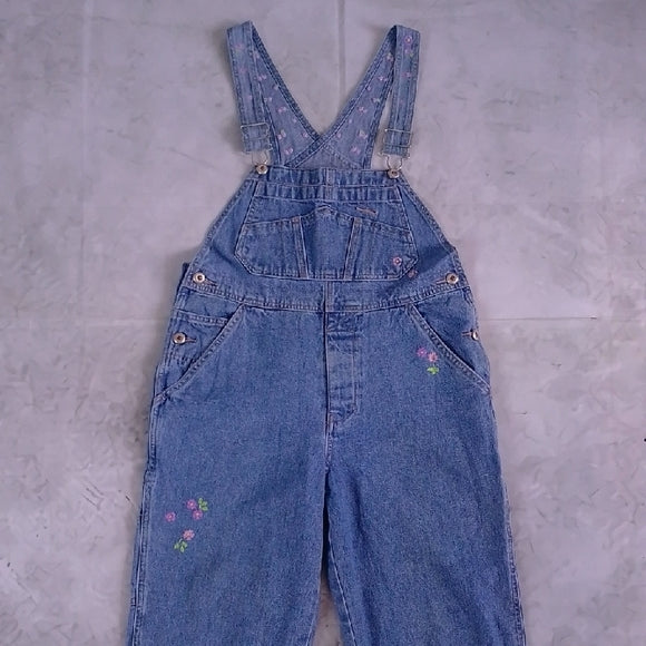 GAP Floral Embroidered Denim Overalls Workwear