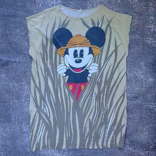 Vintage 90s Disney Mickey Mouse Safari Tee - Tan