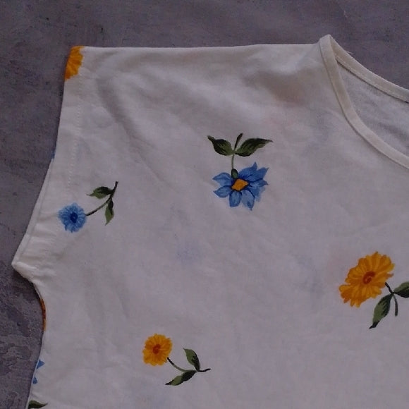 Vintage 90s FALLING FLOWERS FLORAL Shirt with Red Stripes